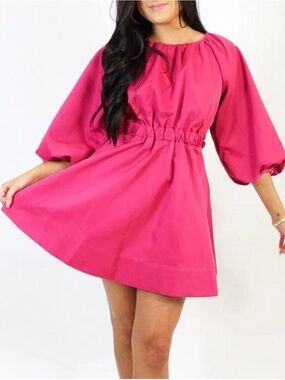 Do+Be Pink Balloon-Sleeve A-Line Dress